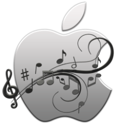 apple logo with music notes 250w