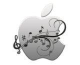 apple logo with music notes canvas