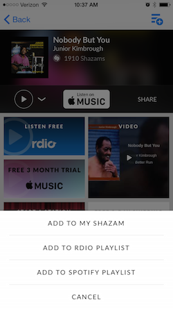 Shazam add to playlist