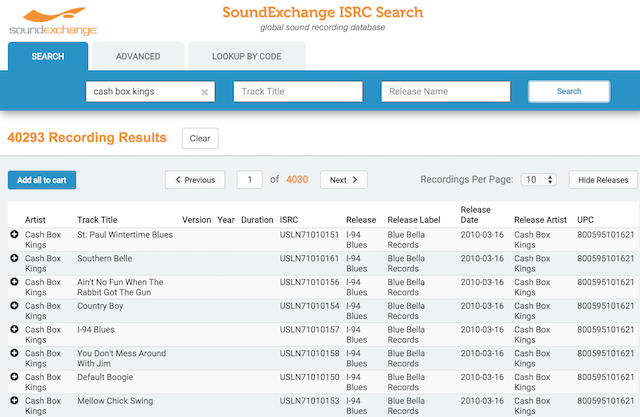 SoundExchange ISRC database