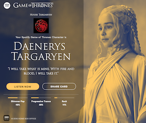 Spotify Game of Thrones