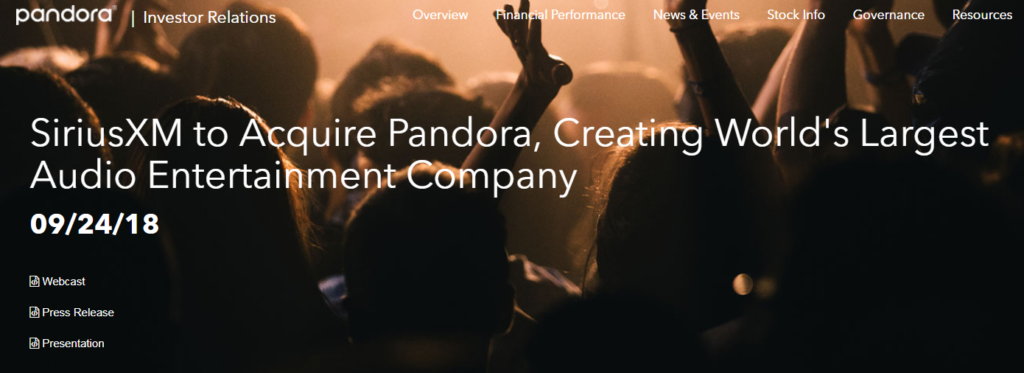 Sirius acquires Pandora -