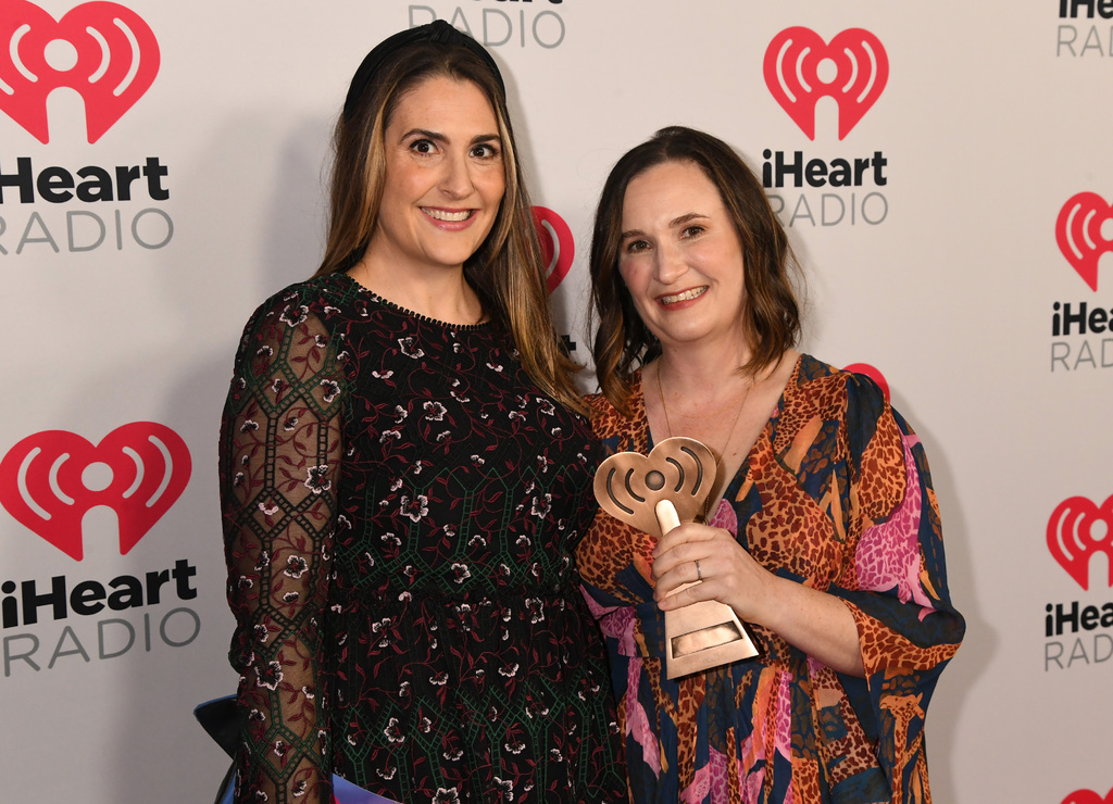 On the outdoor stage: Best Beauty & Fashion Podcast -- Forever35 (Kate Spencer and Doree Shafrir)